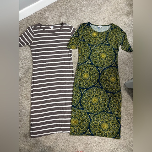 Lot of Lularoe Julia Bodycon Knee Length Mandala Stripes Short Sleeve Dress S - Picture 1 of 5
